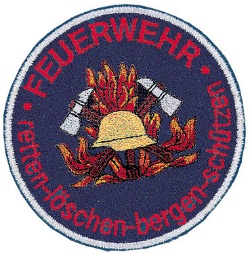 Stickabzeichen ´Helm-Äxte-Flammen´