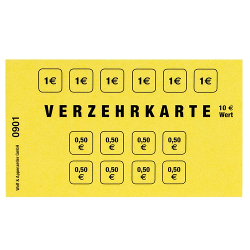 Verzehrkarten - Gelb - Wert 10 Euro