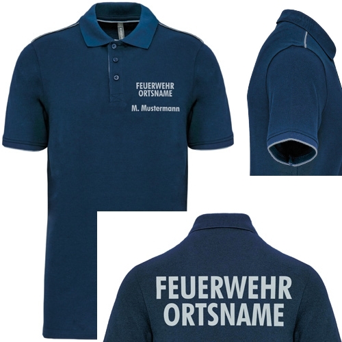 WK Polo-Shirt FEUERWEHR+ORT Silber