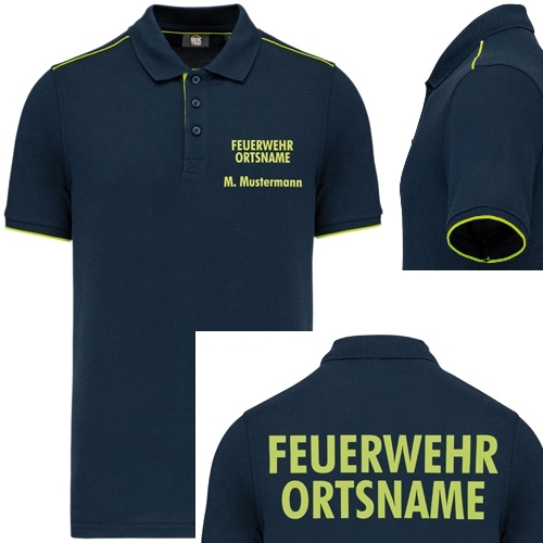 WK Polo-Shirt FEUERWEHR+ORT Neongelb