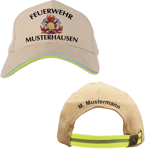 Feuerwehrcap „112-Reflex“ SANDFARBIG Stickmotiv + Name